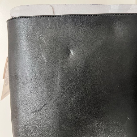 Zara Women's Black Leather Block Heel Pointed Toe High Boots US 7.5 Sz 38 $179 - Picture 11 of 13